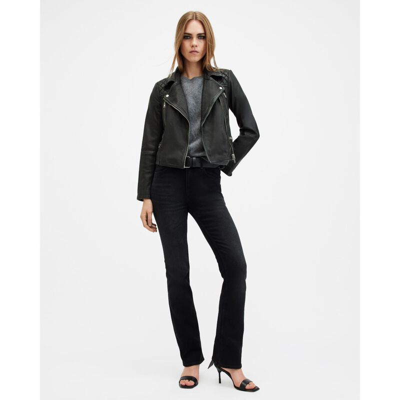 AllSaints Cargo Distressed Leather Biker Jacket image number 3